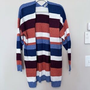 Striped Open-Front Cardigan Sweater